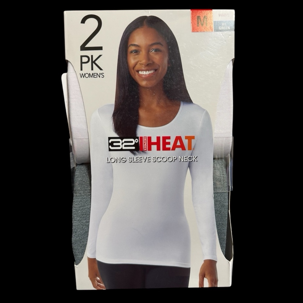 32 Degree Womens Heat Tee 2 Pack( white & green) in Medium